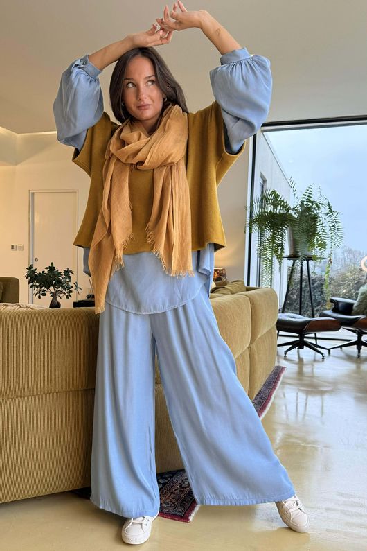 Perfect Chambray Denim Open Placket Shirt Light /16=